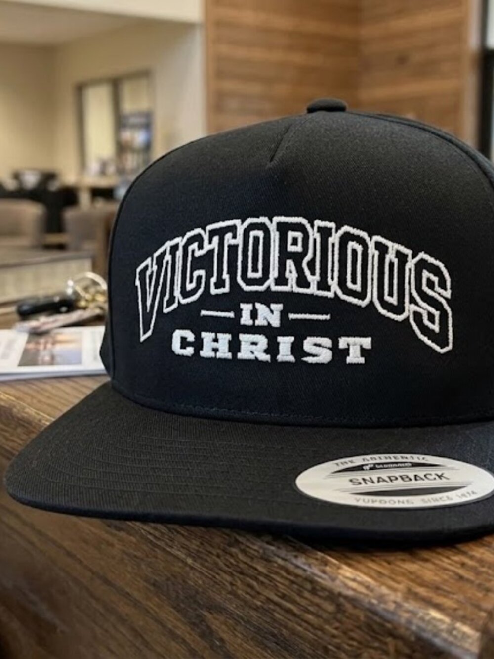 Vintage-Inspired Victorious In Christ Hat Varsity Embroidered Yupoong Snap Cap